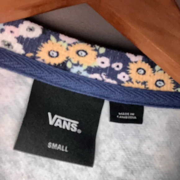 VANS Deco Ditzy Cropped Pullover Crew Fleece Flower Print Long Sleeve Logo Small - Picture 3 of 4